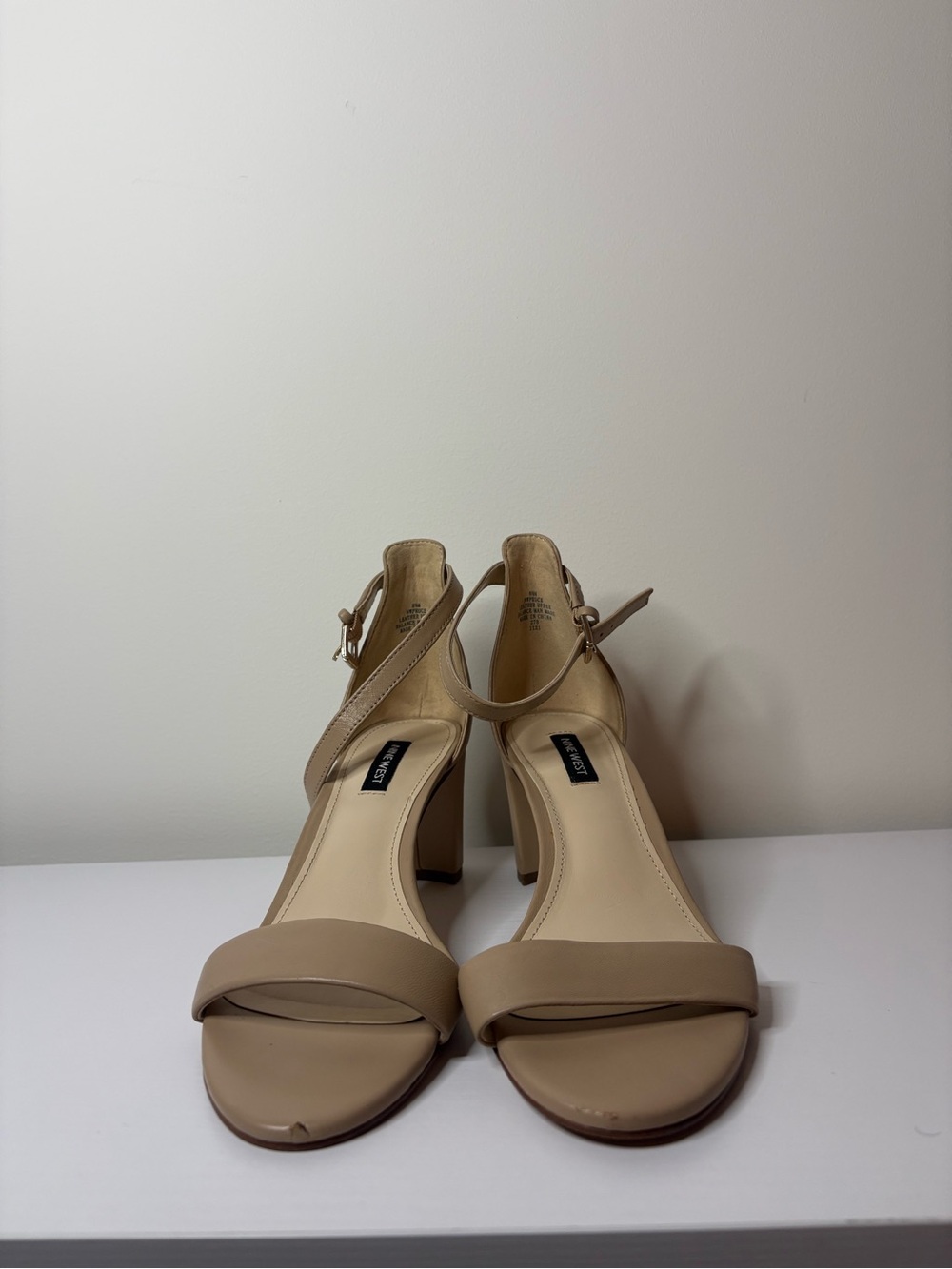 Nine West Nude Ankle-Strap Block Heels
